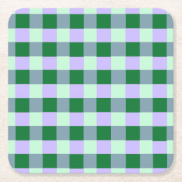 Porta-copo De Papel Quadrado Gingham Verde e Lavanda Stripes Karo Padrão