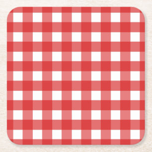 Porta-copo De Papel Quadrado Gingham vermelho