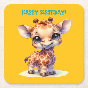 Porta-copo De Papel Quadrado Girafa-bebê bonitinha de água