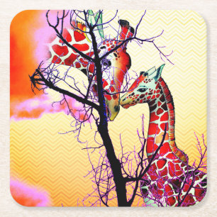 Porta-copo De Papel Quadrado Girafas