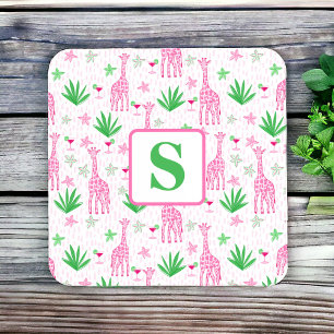 Porta-copo De Papel Quadrado Girafas Preppy & Monograma de Cosmopolitans
