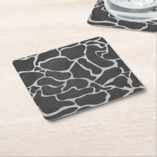 Porta-copo De Papel Quadrado Giraffe Black and Light Cinza