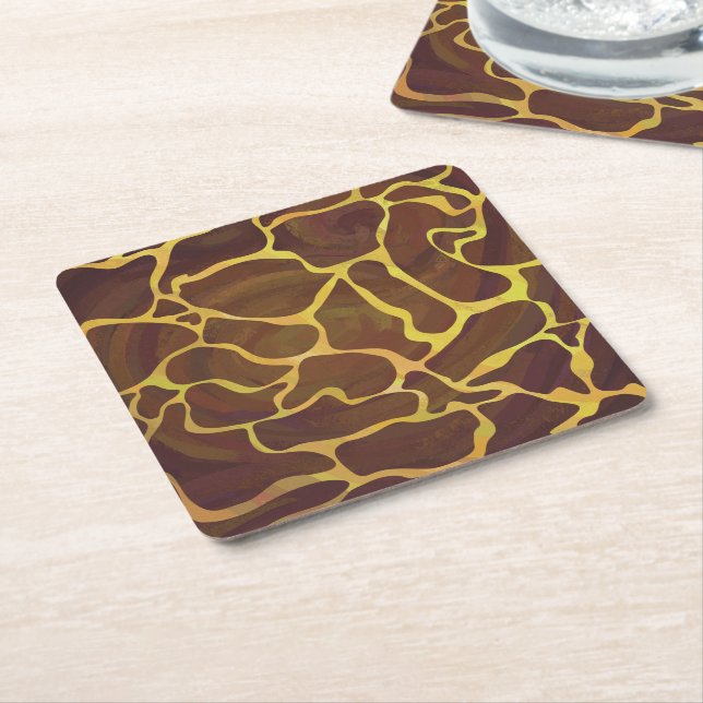 Porta-copo De Papel Quadrado Giraffe Brown e Impressão Amarelo (Inclinado)