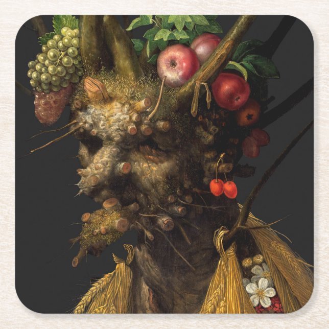 Porta-copo De Papel Quadrado Giuseppe Arcimboldo - Quatro Assentos numa Cabeça (Frente)