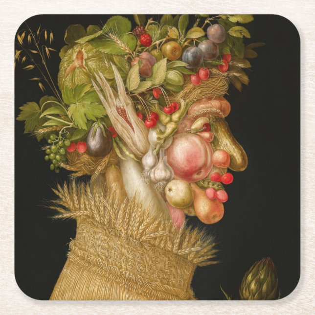 Porta-copo De Papel Quadrado Giuseppe Arcimboldo - Verão (Frente)