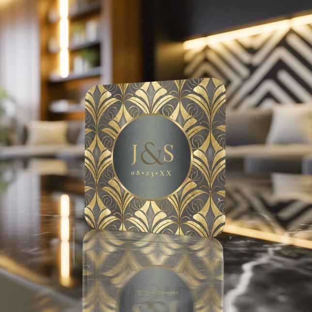 Porta-copo De Papel Quadrado Glam Art Deco Pattern Wedding ID1033 (Criador carregado)