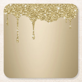 Porta-copo De Papel Quadrado Glitérico Dourado de Fusão Elegante