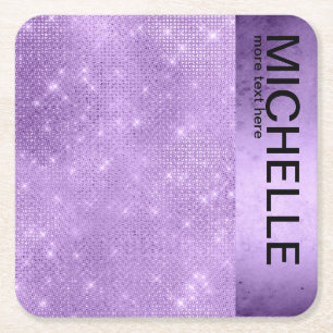 Porta-copo De Papel Quadrado Glitter and Shine Name Violet ID673