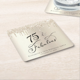 Porta-copo De Papel Quadrado Glitter de Festa de aniversário 75 Dourado