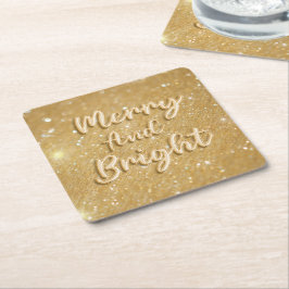 Porta-copo De Papel Quadrado Glitter de ouro de Natal elegante