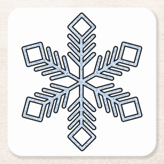 Porta-copo De Papel Quadrado Glitter Snowflake - Baby Blue Branches (Frente)
