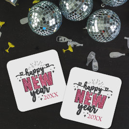 Porta-copo De Papel Quadrado Glittery New Year Eve Party