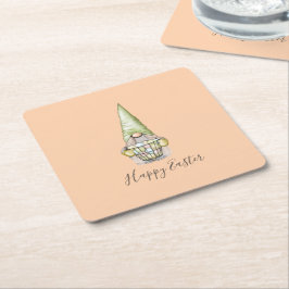 Porta-copo De Papel Quadrado Gnome de Páscoa doce com ovos