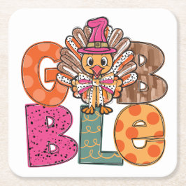 Porta-copo De Papel Quadrado Gobble Engraçado Ação de Graças à Turquia Janta Di