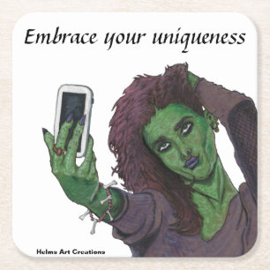 Porta-copo De Papel Quadrado Goblin Girl Cell Phone Selfie Conjunto Único de Po