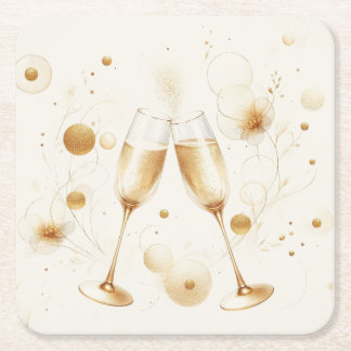 Porta-copo De Papel Quadrado Golden Bubbles Coasters
