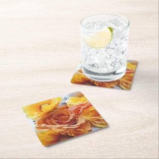 Porta-copo De Papel Quadrado Golden Hour Bloom Coaster