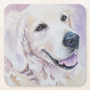 Porta-copo De Papel Quadrado Golden retriever