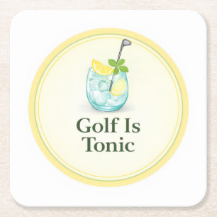 Porta-copo De Papel Quadrado Golf É Tônico   Golf Drinkware Coaster