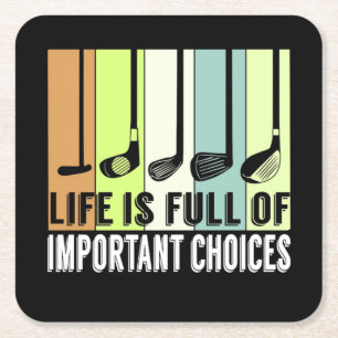 Porta-copo De Papel Quadrado Golf Funny Life Choices Clusters