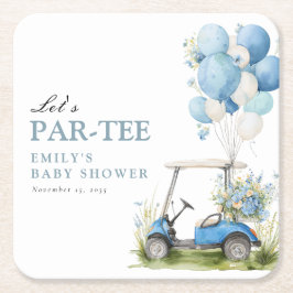 Porta-copo De Papel Quadrado Golf Let's Par-tee Boy Baby Shower
