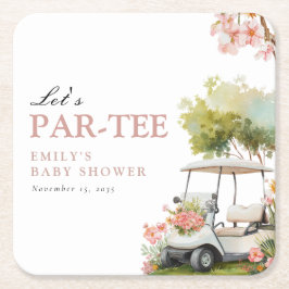 Porta-copo De Papel Quadrado Golf Let's Par-tee Girl Baby Shower