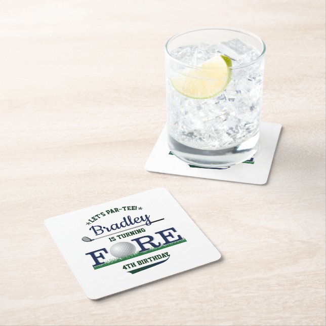 Porta-copo De Papel Quadrado Golf PAR-TEE 4º Aniversário (Insitu)