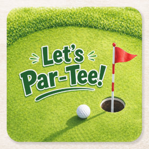 Porta-copo De Papel Quadrado Golf Vamos Par-Tee Putting Green Festa de Coxim