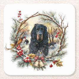 Porta-copo De Papel Quadrado Gordon Setter Christmas Joy – Seasonal Dog Art