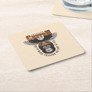 Porta-copo De Papel Quadrado Gorila Americano de Motoqueiro Vintage Águia