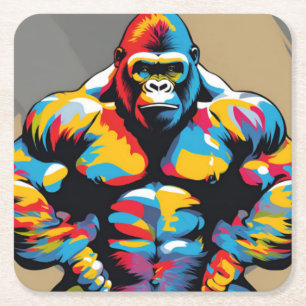 Porta-copo De Papel Quadrado Gorilla Bodybuilder Wefter Pop Cartoon