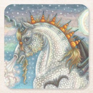 PORTA-COPO DE PAPEL QUADRADO GÓTICO HALLOWEEN UNICORN COM ASAS DE BATALHO, CAVA