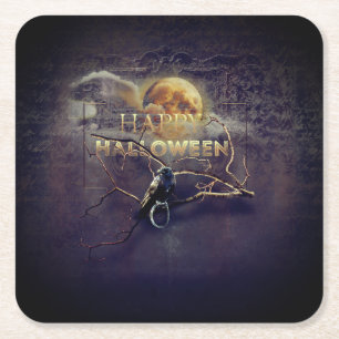 Porta-copo De Papel Quadrado Gótico Spooky Raven No Dia das Bruxas Adultas Da L