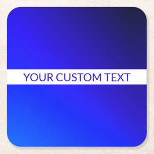 Porta-copo De Papel Quadrado Gradiente Azul e Texto Editável em Faixa Branca