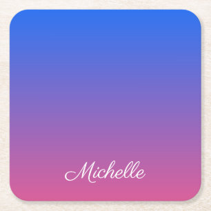 Porta-copo De Papel Quadrado Gradiente verde-azul e cor-de-rosa personalizado