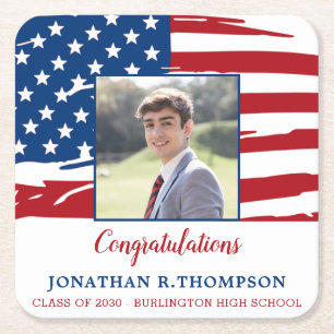 Porta-copo De Papel Quadrado Graduação de Bandeira Militar Americana Patriót