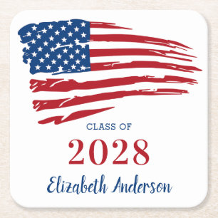 Porta-copo De Papel Quadrado Graduação Patriótica Exército de Bandeira Amer