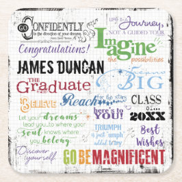 Porta-copo De Papel Quadrado Graduação Personalizada - Arte do Word