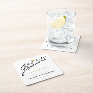 Porta-copo De Papel Quadrado Graduação Script Gorro de Graduado Festa de Format