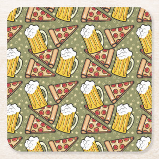 Porta-copo De Papel Quadrado Gráfico de Cerveja e Pizza