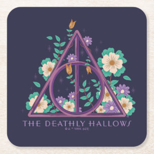 Porta-copo De Papel Quadrado Gráfico Floral Deathly Hallow