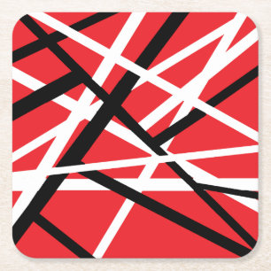 Porta-copo De Papel Quadrado gráfico vermelho, preto e branco