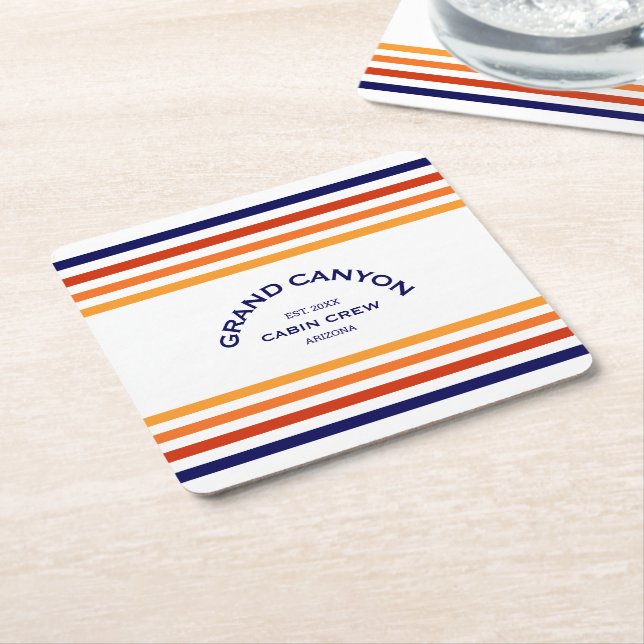Porta-copo De Papel Quadrado Grand Canyon Cabin Club Custom Crest Park Stripe (Inclinado)