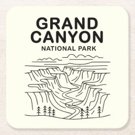 Porta-copo De Papel Quadrado Grand Canyon National Park Line Art