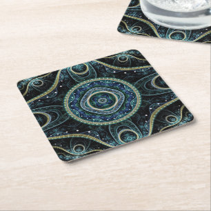 Porta-copo De Papel Quadrado Grand Julian Fractal Mandala Art