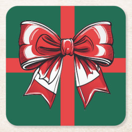 Porta-copo De Papel Quadrado Grande Arco Vermelho Natal Verde Feriado Brilhante