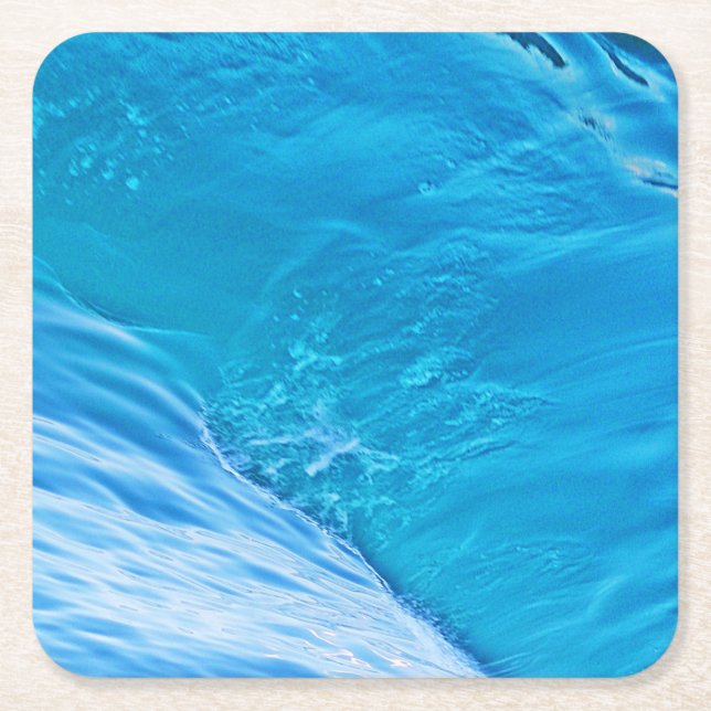 Porta-copo De Papel Quadrado Grande onda de água azul (Frente)