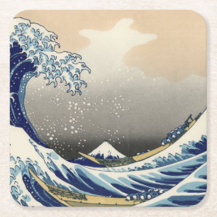 Porta-copo De Papel Quadrado Grande Onda fora de Kanagawa & Monte Fuji Mar do J