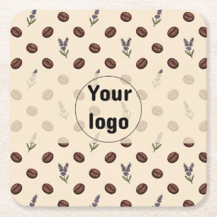 Porta-copo De Papel Quadrado Grãos de Café Vintage e Padrão Sem Costura de Lava