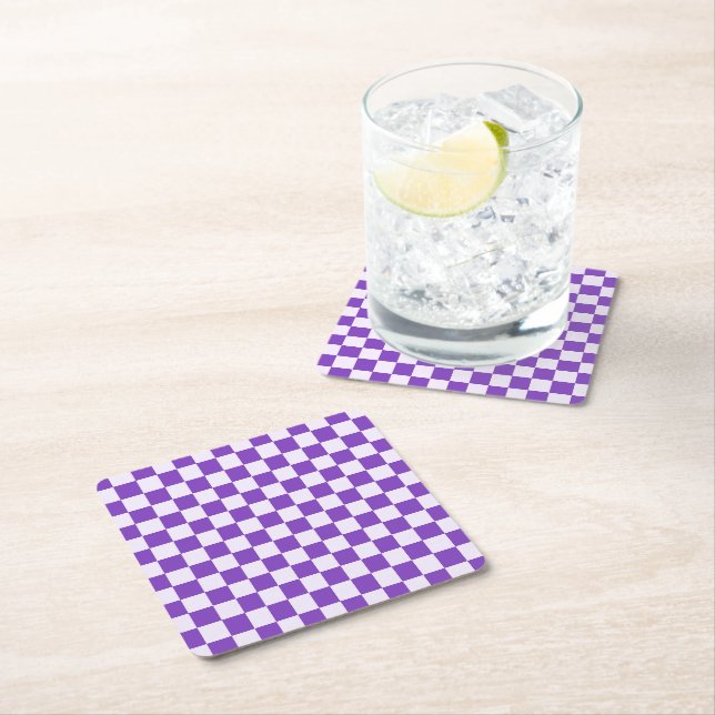 Porta-copo De Papel Quadrado Grape soda checkerboard pattern (Insitu)